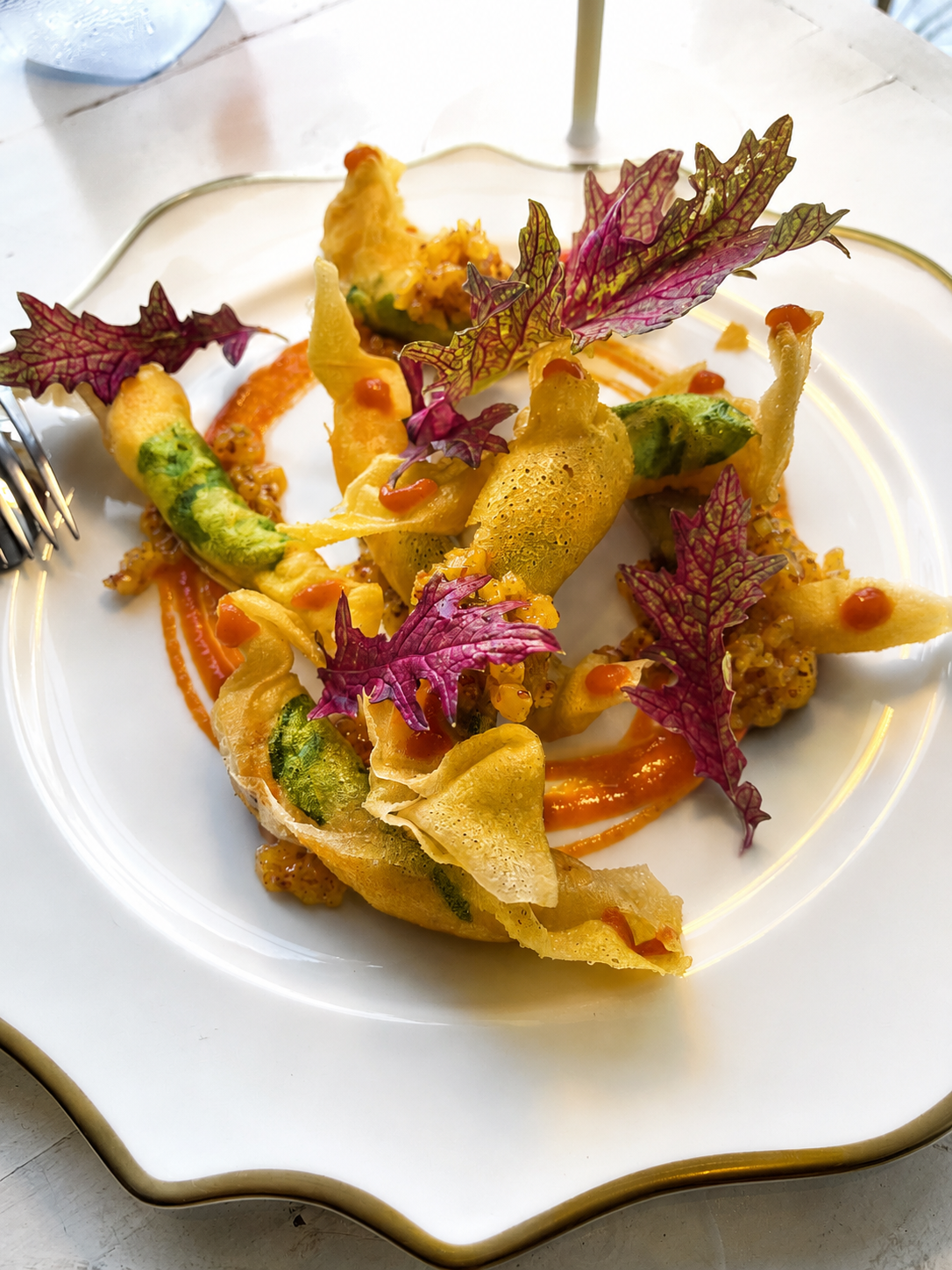 Squash-blossom tempura appetizer at SUR Beach House
