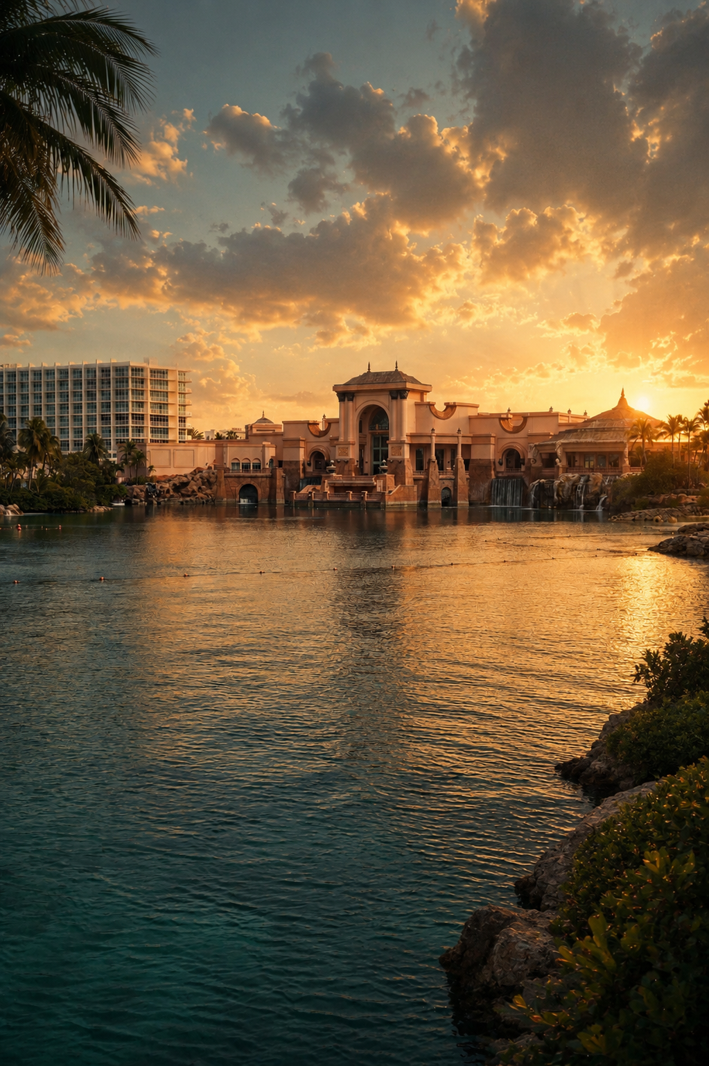 Golden hour over the Atlantis lagoon