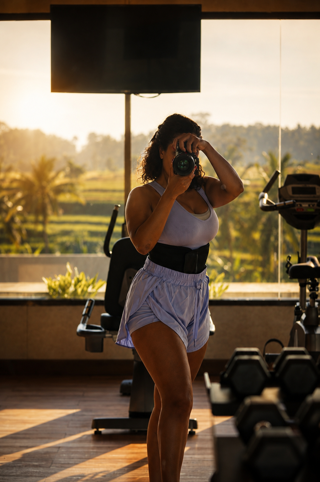 Sunrise workout above the rice terraces