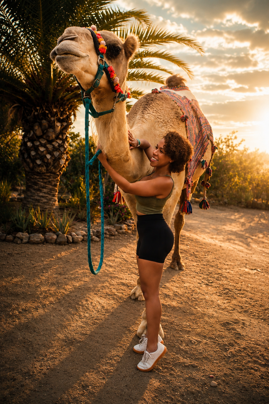 Golden hour with a camel friend in Migriño