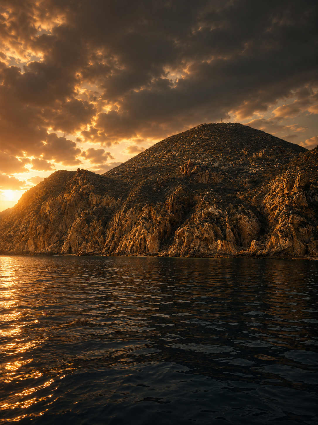 Baja sunset from the panga out to El Arco