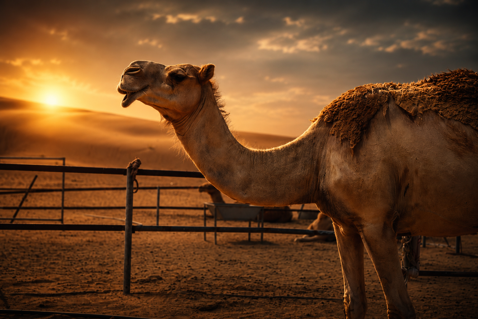 Camel at sunset