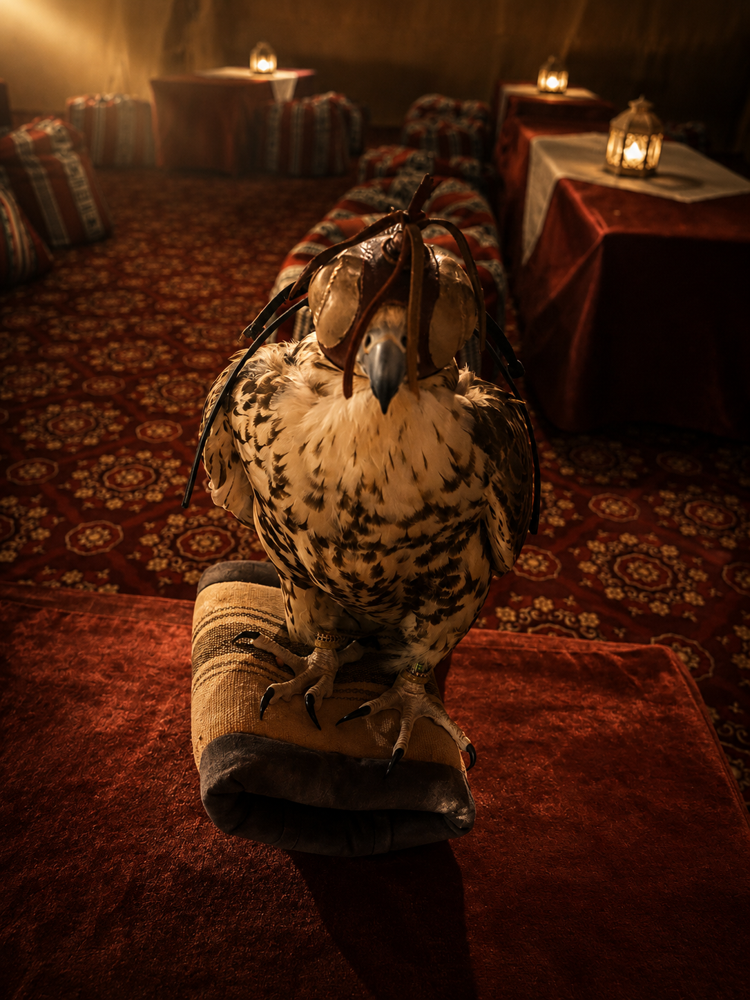 Desert excursion — hooded falcon in the majlis