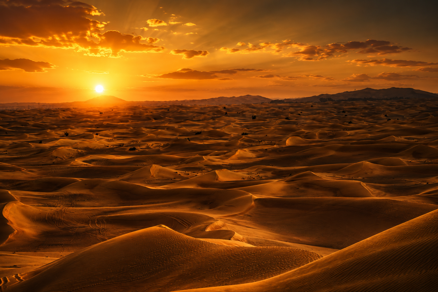 Desert excursion — sunset over the sand sea