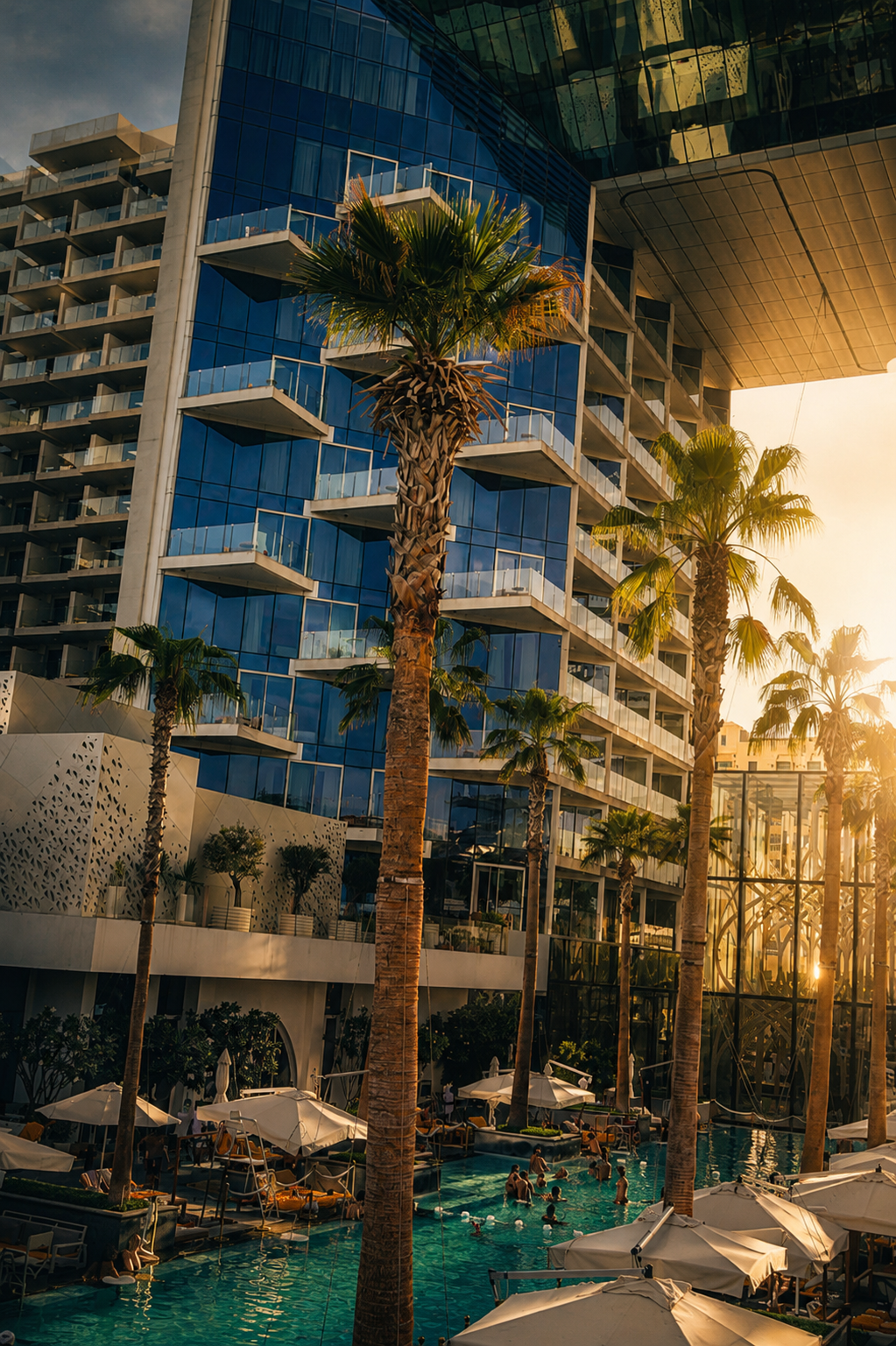 Five Palm — pool at golden hour