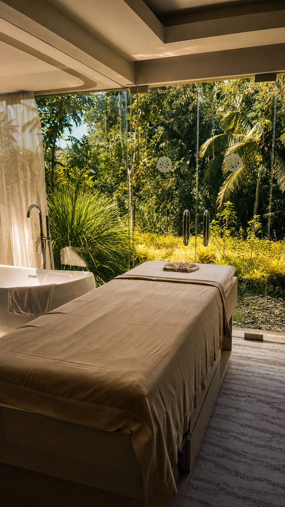 Spa room with a jungle view